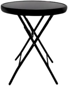 Marco Paul Black Square Folding 45cm Garden Side Table, Outdoor Square Folding Patio Table with Glass Top, Small Coffee Table, Black Bistro Furniture