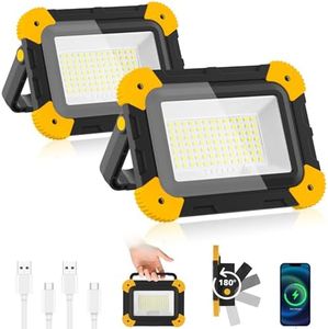 NATPOW LED Work Lights, Rechargeable Floodlights, 40W Portable Spotlight, 5 Modes Workshop Lamp with 180° Rotation Camping Lamp for Camping Fishing Hiking Car Garage (2 Packs)
