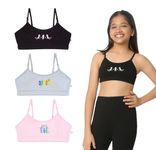 YouGotPlanB Multicolor Training Bra | Dream Big Design | Cotton Blend | Non-Padded | Wire Free | Adjustable Straps | Beginners Bra for Girls | 10-12 Years | Combo Pack of 3