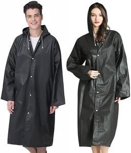 Generic 2 Pcs Raincoats Reusable Rain Ponchos Emergency for Adults Women Men with Hood and Drawstring (Standard, Black)