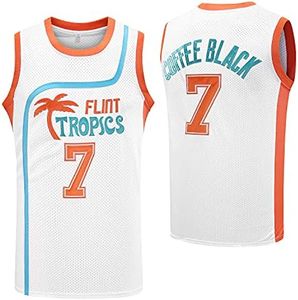 Flint Tropics Jackie Moon #33 Coffee Black #7 Semi Pro 90s Hip Hop Clothes for Party Men Basketball Jersey Green White, 7 White, Small