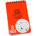 Rite in the Rain Weatherproof Top Spiral Notebook, 3" x 5", Orange Cover, Universal Pattern, 3 Pack (No. OR35-3)