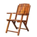 Fine Wood HUB Solid Sheesham Teak Wood Wooden Folding Chair for Balcony-Living Room-Study-Studying-Outdoor Furniture-Camping Chair-Patio Chair Furniture(Natural Finish) (Set of 4, Standard)