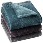 Onarway Dog Blanket for Pet Washable: Fluffy Soft Small Throw for Cat Puppy Kitten Dogs - 3packs 50x70cm Pet Blankets for Sofa Bed Car Indoor Grey Purple Lake Green