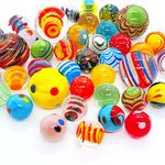 SAIBURAZ 40 PCS Glass Marbles for Kids Big Small Colored Marbles Assorted Sizes Glow in The Dark Marbles Set Shooter Marbles Bulk for 6+ Years Old Boys Girls Marble Games Toys Decor