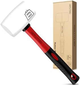 GETLITOOL Rubber Mallet 16oz, Non-Marking Rubber Mallet Hammer with Double Sided White Head, Rubber Hammer with Non-Slip Fiberglass Handle for Camping, Tent Stakes, Flooring/Tiles Install