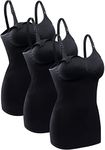 BRLIDO Womens Nursing Tank Tops Built in Bra for Breastfeeding Maternity Camisole Brasieres, Black*3, Medium