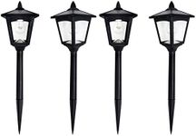 SOLARBASICS Solar Pathway Light, Outdoor Landscape Solar Lamps, Warm White 50 Lumen LED Bulb, Black Finish, 4-Pack SBG4M14C0