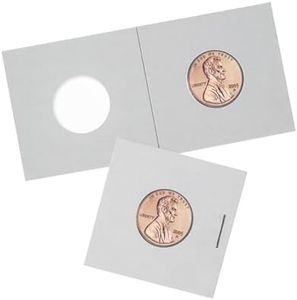 BCW Premium 2x2 Penny Size Coin Holders - Pack of 100 Fold & Staple Coin Flips for Cent/Penny Coins (19mm) - Crystal Clear Archival Polyester and Sturdy Cardboard Construction