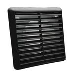 Kair Black Louvred Wall Vent Grille 155mm External Dimension with Flyscreen and Round 100mm - 4 inch Rear Spigot