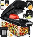 Vegetable Chopper Vegetable Cutter - Food Onion Salad Veggie Chopper with Container - French Fry Potato Dicer Slicer Cutter - Kitchen Tools & Gadgets (9-in-1 Black)