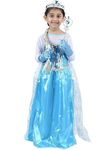 FancyDressWale Girls Princess party dress and accessories for special occasions (4-6 years, Blue princess style-1)