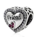 925 Sterling Silver Heart Charm Friend Charm Friendship Charm Anniversary Charm Christmas Charm for Pandora Charms Bracelet