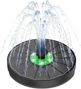 Yzert Solar Fountain for Bird Bath Green Flower White Lights, 3.5W Glass Solar Bird Bath Fountains with 2200 mAh Battery, Solar Fountain Pump with 7 Nozzles for Outdoor Garden, Pond, Pool Decor