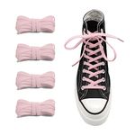 UamGlsob 2 Pairs 5/16" Wide Elastic Shoe Laces Replacement Laces for High Tops Sneakers, Stretch Flat Shoelaces Shoe Strings for High Tops Skate Shoes (04-Pink, 54'')