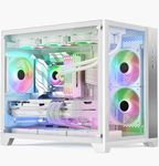 iONZ PC Gaming Case Micro ATX Mid Tower - Dual Chamber Dynamic Series | White Airflow Tempered Glass (Compact Edition V2 with 3 x 120mm ARGB and PWM Fans)