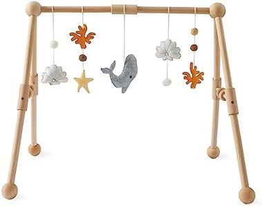 Promise Babe Baby Play Gym Wooden Infant Activity Gym with 5 Detachable Toys, Stage-Based Developmental Activity Gym Baby to Toddler, Newborn Boys and Girls