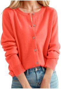 Gilet Femme Chandail Tricot avec Boutons pour Femme Pull Veste Cardigan Col Rond Manches Longues Classique