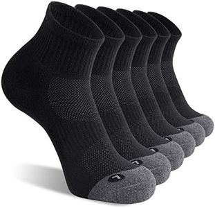 FITRELL 6 Pack Men's Athletic Ankle Socks Cushioned Sports Running Socks, Shoe Size 12-15, Black