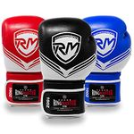 RingMasterUK Boxing Gloves Victory Series Training Punch MMA Bag Kick Pads Thai (Black, 12oz)