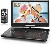 WONNIE 16.5" Portable DVD Player with 14.1" Large HD Swivel Screen, High Clear Volume Speaker, 6 Hours Rechargeable Battery, Support USB/SD Card/Sync TV, Last Memory and Multiple Disc Formats