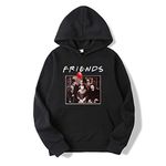 Midsupc Friends Horror Halloween Hoodie Pennywise Michael Myers Jason Pullover Jacket Coat Scary Movies Gift Hoodies for Women Men (Black,XL)