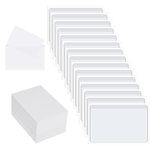 Self-Adhesive Business Card Pockets with 100 Pieces Blank Business Cards Cardstock, Adhesive Clear Pockets Sleeves Label Holder for Index Cards, Protect Your Cards or Photos