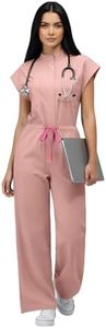VIAOLI One-Piece Medical Scrub Jumpsuit for Women, Nursing Uniform with Hidden Zipper Front, Elastic Drawstring Waist