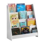 SoBuy KMB32-W, Children's Bookcase,Newspaper Rack with 4 Shelves,Storage Shelf for Children