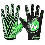 RED WORLD Football Gloves for Kids, Youth and Adult, Receiver Gloves for Boys and Girls, Men and Women, Enhanced Performance (Green, Small)