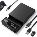 Hard Drive Enclosure Type C, PiBOX India USB 3.1 External Hard Drive Docking Station for 3.5/2.5 Inch SATA Hard Drives/SSD with 16 TB+, Tool-Free HDD Enclosure 12V/2A Power Supply UASP Acceleration