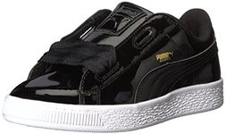 Puma Boy's Girl's Basket Heart Patent Sneaker, Black, 5 UK Child