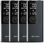 Airmoto Tire Inflator Portable Air Compressor - Air Pump for Car Tires with Digital Pressure Gauge, LED Light and Auto Shut-Off Function - Cordless Pump for Car, Motorcycle, Bicycle, Ball (Pack of 4)