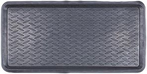 Nicola Spring 1x Black 80 x 40cm Heavy Duty Rubber Boot Tray - Large Non-Slip Indoor Outdoor Garden Car Muddy Shoe Welly Storage Door Mat