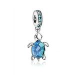 PANDORA Sea Turtle Murano Glass Charm Pendant Blue