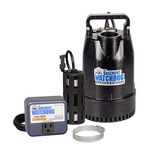 THE BASEMENT WATCHDOG Model SIT-33D 1/3 HP 3,720 GPH at 0 ft. and 3,100 GPH at 10 ft. Cast Iron Submersible Sump Pump Top Discharge and Caged Dual Micro Reed Float Switch and Controller