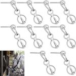 Nuenen Horse Tie Ring Stainless Steel Horse Tack and Supplies Safety Horse Accessories with Eye Bolts and Snaps Saddle Horse Training Equipment for Pulling (Silver,10 Sets)