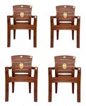 ANMOL Moulded Jaguar High Back Chair Strong Structure Build Chair for Home Brown (on Manufacturing defect) (Weight Bearing Capacity 200kg) (Set of 4)