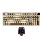 EPOMAKER RT100 98 Touches ISO (FR AZERTY) Clavier mécanique Gaming avec Mini TV personnalisable, Board, Wired/Bluetooth/Wireless, Hot Swap, batterie 5000mAh (FR Retro, Sea Salt Silent Switch)