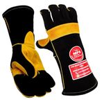 HAND SAFETY Mullick Pro Safety - Mps 15 Inches, Leather Forge/Mig/Stick Welding Gloves Heat/Fire Resistant, Mitts Animal Handling Glove With 15 Inches Extra Long Sleeve (Black), Pack Of 1
