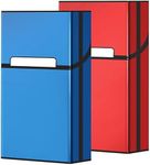 roygra Cigarette Case, Aluminum Magnetic Switch 20 Capacity - 2 Pack (Blue+Red, 100mm 100S)