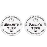 HRLORK New Parents Decision Coin Stainless Steel Decision Coin Funny Newborn Baby Gifts Mum and Dad Flip Coin for Mother's Day Birthday Shower Gift Novelty Gift