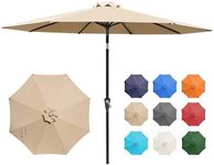 Vegond 9FT Outdoor Patio Umbrella with Crank Lift & Tilt, 2.7M Market Umbrellas with 8 Sturdy Ribs for Patio Table, Deck, Balcony, Garden, Poolside (Beige)