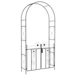 Outsunny 7.5FT Metal Garden Arch with Gate, Garden Arbour Trellis for Climbing Plants, Outdoor Wedding, Decoration, Bridal Party, Black