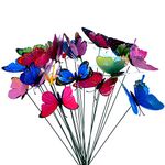 24 Pieces Colorful Garden Butterflies Dragonflies Patio Ornaments on Sticks for Plant Decoration, Outdoor Yard, Garden Decor