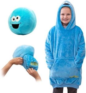 PLUSHIBLE BRIDGING MILES WITH SMILES Sesame Street Snugible Wearable Blanket Hoodie, Oversized with Pocket, Soft Snuggies for Unisex Child, Oversized Sweatshirt for Lounging & Travel, Blue