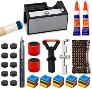 VELCUEX 24-Piece Pool Cue Tips Replacement Kit with 13mm Leather Tips