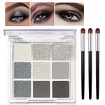 Smoky Eyes Eyeshadow Palette, 9 Colours Black Gray Eye Shadows Palette, Highly Pigmented Colours Make-up Palettes Matte Shimmer Eyeshadow Makeup, Cool Smoky Eye Shadow Pallets for Women, with Brushes