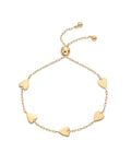 PAVOI 14K Gold Plated Dainty Station Heart Charm Bracelet for Women | Love Friendship Adjustable Link Chain Bracelet, 8", Yellow Gold, no gemstone