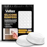 Vellax Cabinet Door Bumpers 64 Pcs - 1/2” Diameter Clear Self Adhesive Pads, Cabinet Stoppers, Rubber Bumpers for Drawers, Cupboards, Cutting Boards, Glass Tops, Picture Frames, Kitchen Furniture